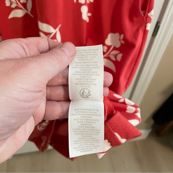 Boden Jessie Jersey Knit Dress Floral Print Coral Red Meadow Motif Size 14 - Picture 10 of 11